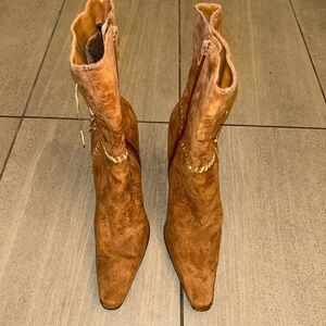 Women's Brown Suede Pointed-Toe Ankle Boots